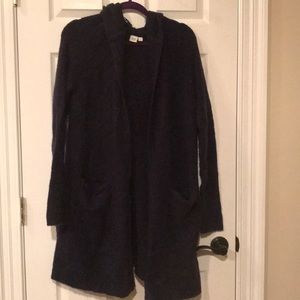 Navy blue sweater with hood